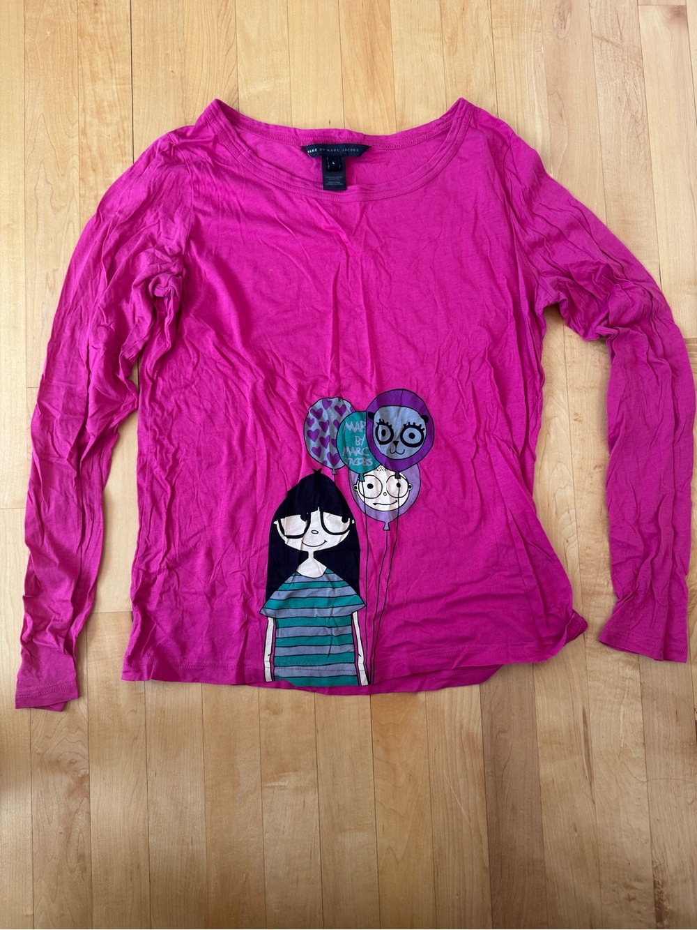 Marc By Marc Jacobs Bright Pink Long-Sleeve Graphic Tee